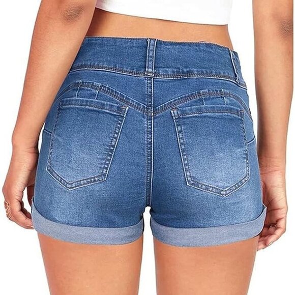 Women's Rolled Hem Denim Shorts （S) - Picture 3 of 8